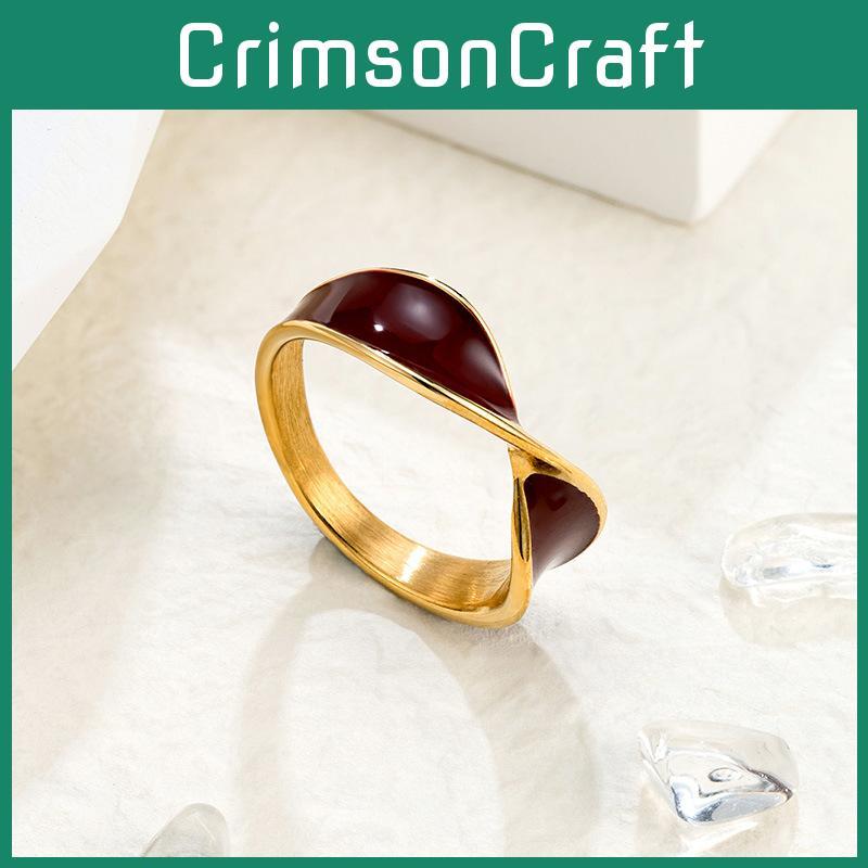 Stylish Ankara Red Drip Oil Butterfly Ring Crafted From Durable Titanium Steel For Women