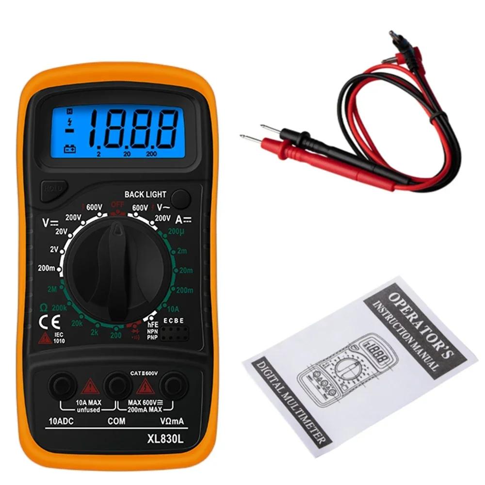 Handheld Digital Multimeter - LCD Backlight AC/DC Voltmeter, Ohm & Ampere Tester (Portable)