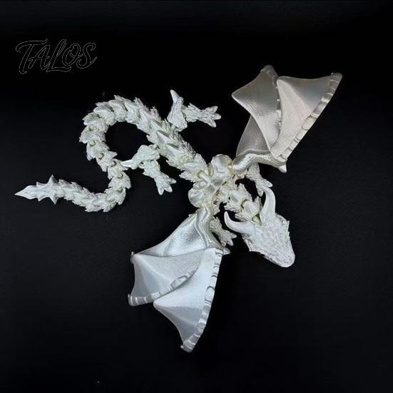 Desktop Fantasy Display Ornament 3D Printed Articulated Dragon Figurine with Adjustable Wings and Unique Eyes, Wing Toy Movable Joints Sculpture