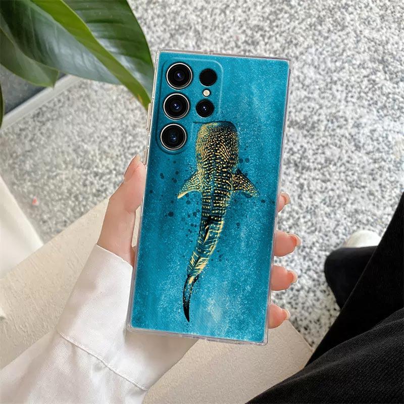 Ocean Whale Shark Swimming Clear Case For Samsung Galaxy S26 S25 S24 S23 Ultra S20 S21 FE S22 Plus S26 Ultra S25FE Phone Cover