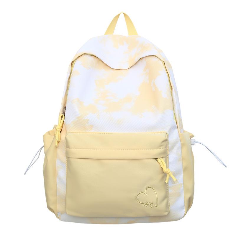 Autumn and Winter High-Value Fresh Color-Block Cloud Backpack for Girls and Boys, Casual Double-Shoulder Bag for Primary and Secondary School