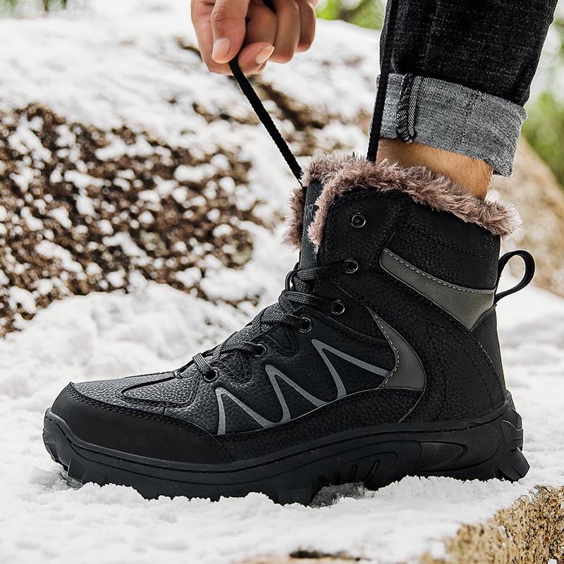 Autumn and winter new velvet thick-soled high-top snow boots rubber-soled off-road boots combat boots men's outdoor shoes