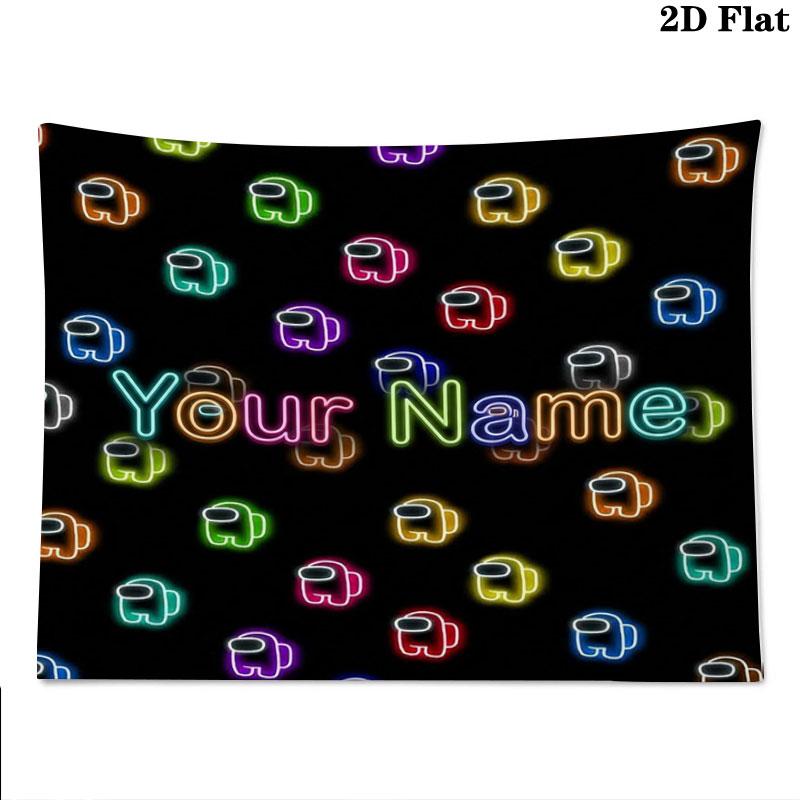 Among Us Custom Name Wall Tapestry Aesthetic Wall Hanging Printed Fabric Blanket Decorative Tapestries for Bedroom Living Room Home Decor