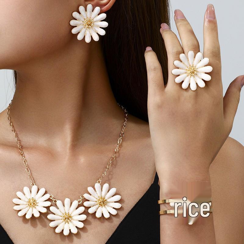 Japanese & Korean-Inspired Daisy Stud Earrings: Elegant Light Luxury, Versatile Design for Women