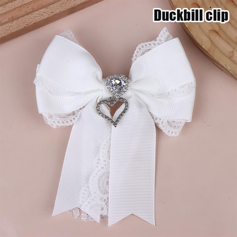 Women'S Lace Bow Tie Brooches Hairclip Heart Shape  Pendant Lolita Skirt Accessories Pin Clips Jewelry Gift