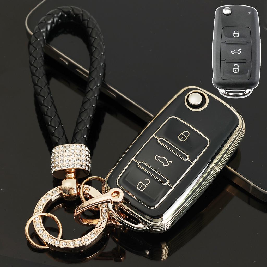 3 Button TPU Remote Flip Key Cover Shell Holder Case Protect For Volkswagen Beetle Passat Polo Golf MK5 MK6 Plus Estate Jetta