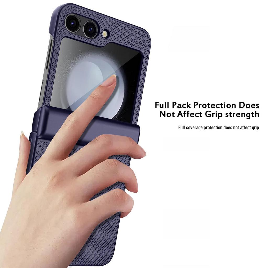 Samsung Z Flip6 Full Wrap Checkered Phone Case with Lens Film and Spring Anti-Fall Protection