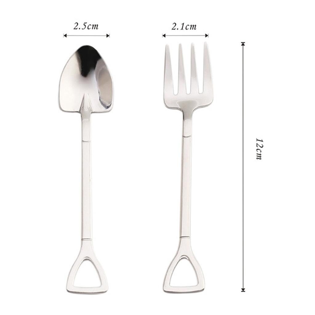 Ice Cream Spoon Set Fruit Pitchfork Retro Shovel Small Stainless Steel Stirring Tools Coffee Dessert Fork High Quality