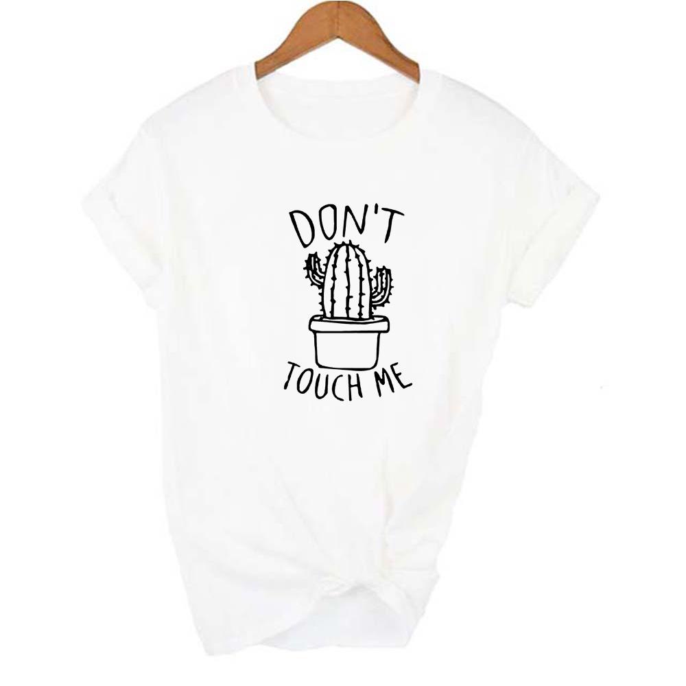 Don T Me Letter Cactus Printed Women S T Shirt Round Neck Summer Female Short