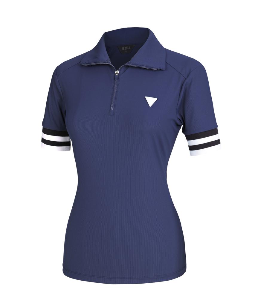 2ELA Ribline Women'S Polo Half-Zip Short Sleeve T-Shirt 4 Colors