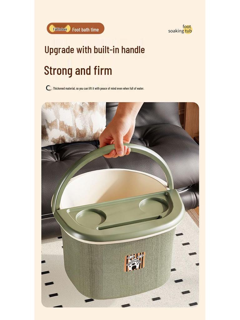 Portable Thickened Foot Bath Bucket with Handle - Calf-Length Foot Washing Tub