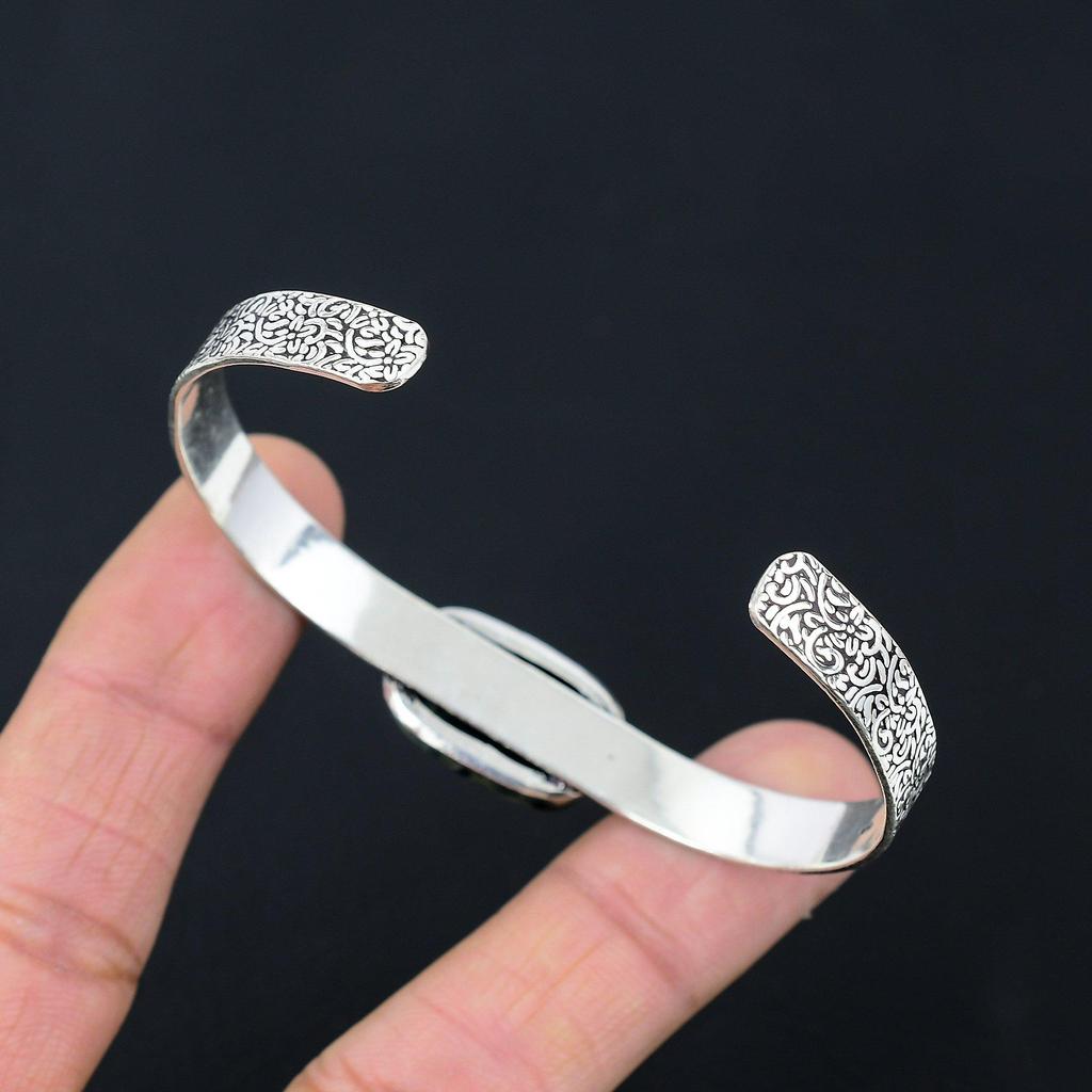 925 Sterling Silver Kambaba Jasper Stone Handmade Wedding Wife Bangle Bracelet