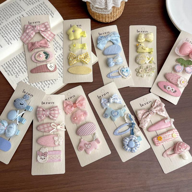 Spring and Summer New Rabbit Bow Combination Set Hairpin Cartoon Small Fresh Baby Side Does Not Hurt The Hairpin Female