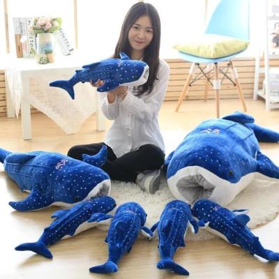 150cm Large Size Soft Shark Plush Toy Big Creative Blue Whale Stuffed Soft Shark Sea Fish Plush Pillow Lovely Doll
