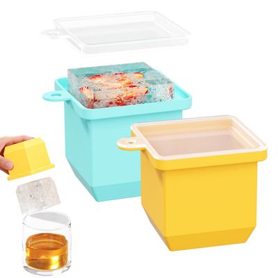 Ice Cube Mold Large Silicone Ice Tray with Lid Easy To Remove Food-Grade Slow Melting Ice Maker for Whiskey Cocktails