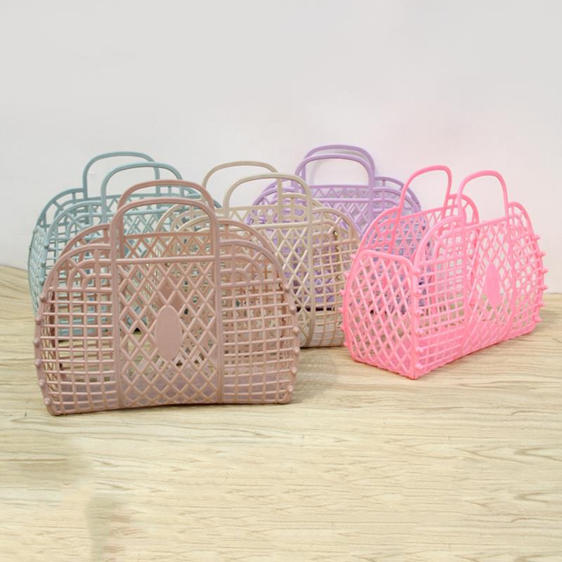 Large-Capacity Bag Hollow Jelly Portable Tote Bag Reusable And Easy Clean Basket