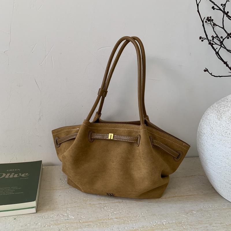 Large Capacity Vintage Suede Fashion Commuter Simple Autumn Shoulder Portable Tote Bag