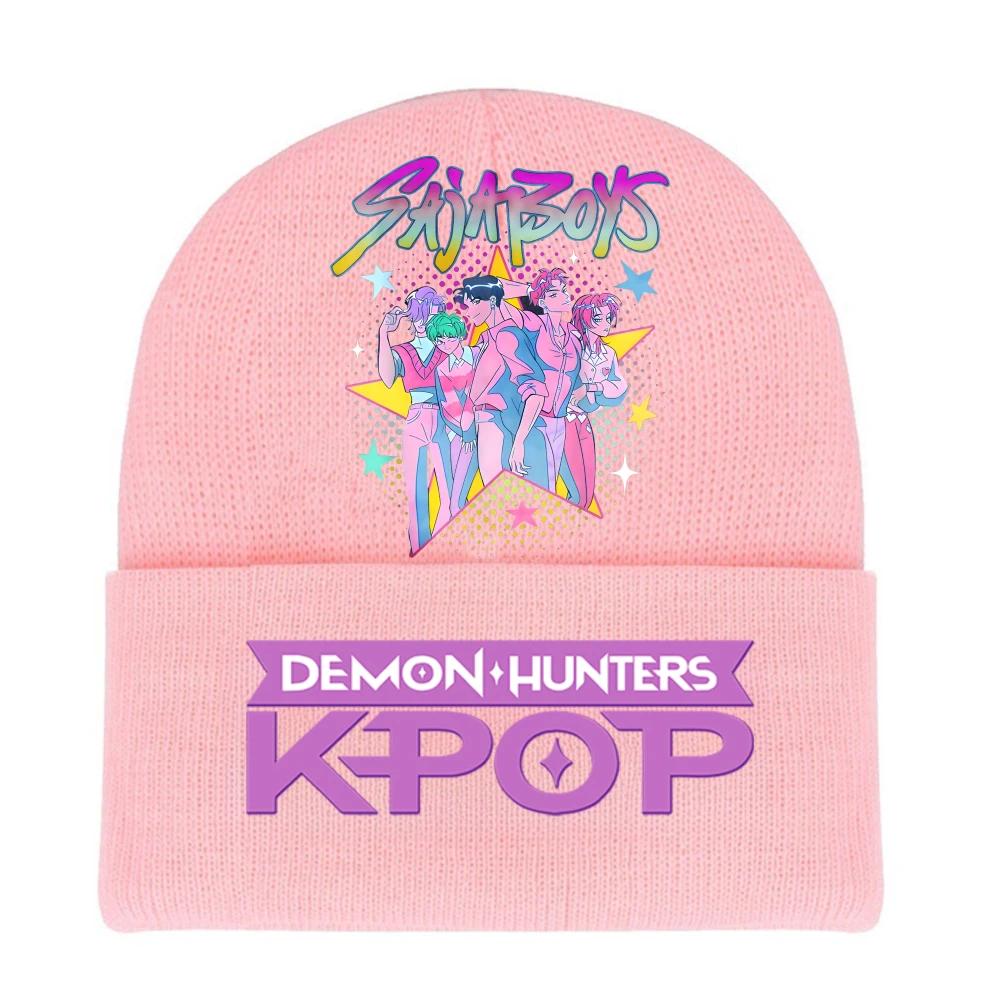 Kpop Demon Hunters HUNTRIX SAJABOYS Letter Printed Rolled-edge Woolen Knitted Cap Thickened Cold Season Adult Hat Fans Birth Date Present