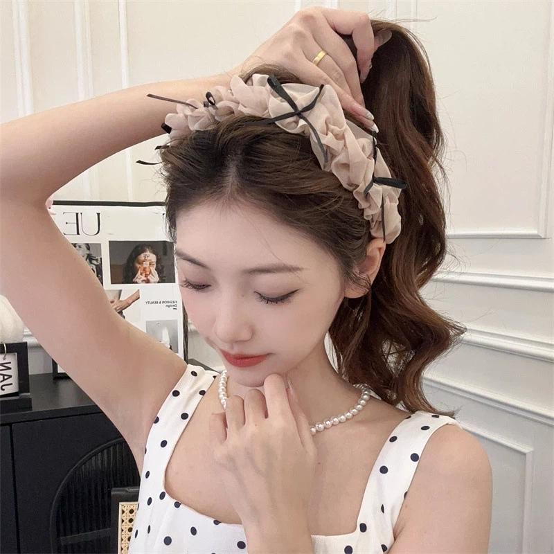 High Crown Comb Women's Mesh Bow Headband Create a Sweet Retro Hair Accessory
