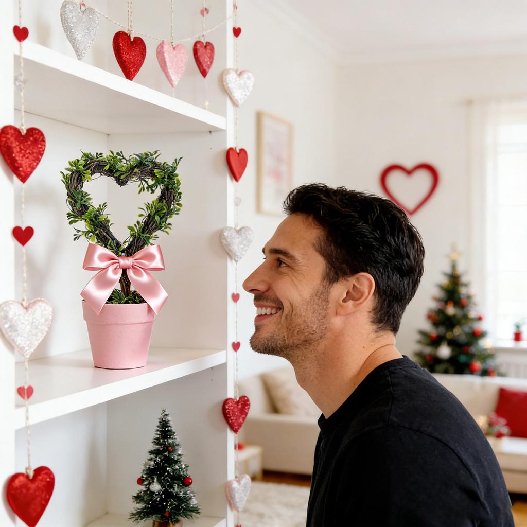8-inch Artificial Heart-shaped Potted Plant With A Pot, Small Simulated Tree, Perfect For Valentine's Day Decoration.