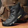 Fashion New Men's Fleece Lined High Top Boots Black Anti-Slip PU Leather Chunky Sole Comfortable Fashion Casual Winter Shoes Non-Slip