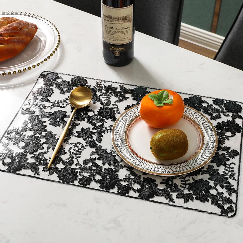 Nordic Style Waterproof Imitation Lace Kitchen Placemat Coaster Soft Home Decor Anti-slip Pvc Pad Dish Mug Coffee Cup Table Mat