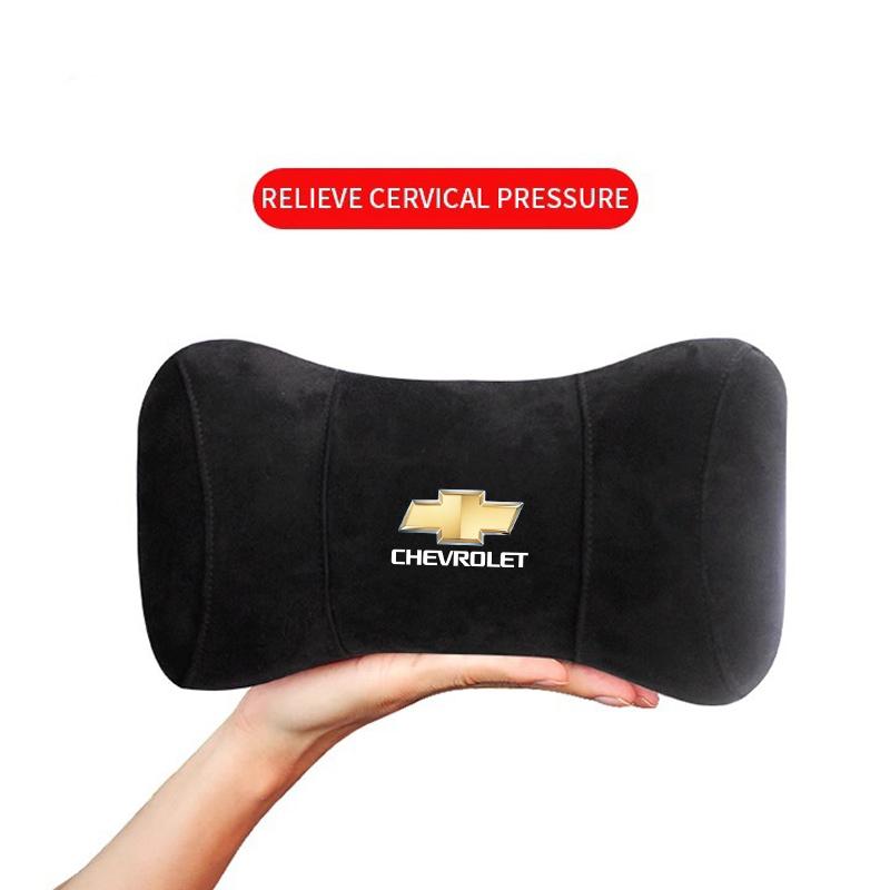 AABHE1 Suede Car Headrest Soft Memory Foam Comfort Lumbar Support Pillow Auto Interior For Chevrolet Spark Captiva Cruze Z71 Aveo Onix