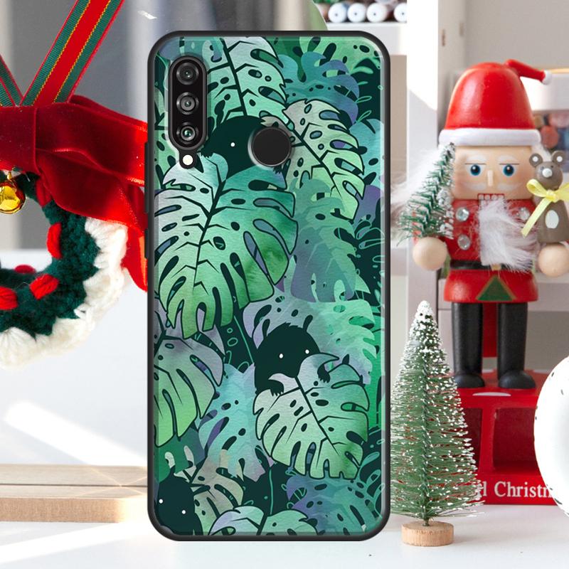 Leaves Monstera Green For Huawei Nova 12i 11i 8i 12s Y73 Y72 Y61 Y91 Y90 Y70 Y60 9 10 SE P60 Pro P30 P40 Lite Case