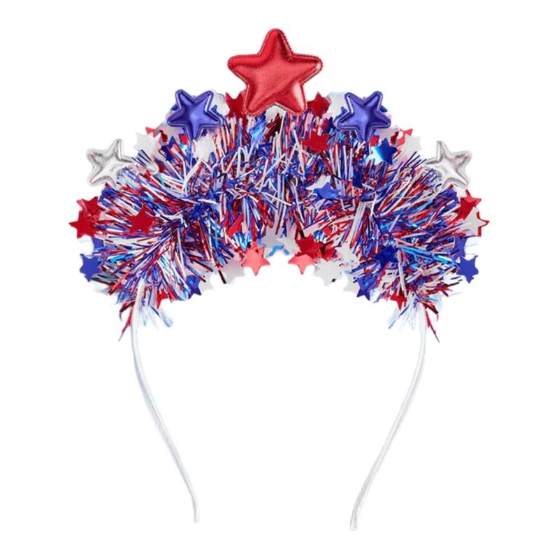 

Star Pattern Headband Independence Day Hair Hoop Comfortable Headbands for Parties and Daily Wear 1