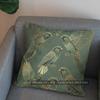 2D Elegant Green Birds With Swirls Throw Pillow Pattern Cushion Cover Suitable For Sofa Bedroom Car Pillow Cover