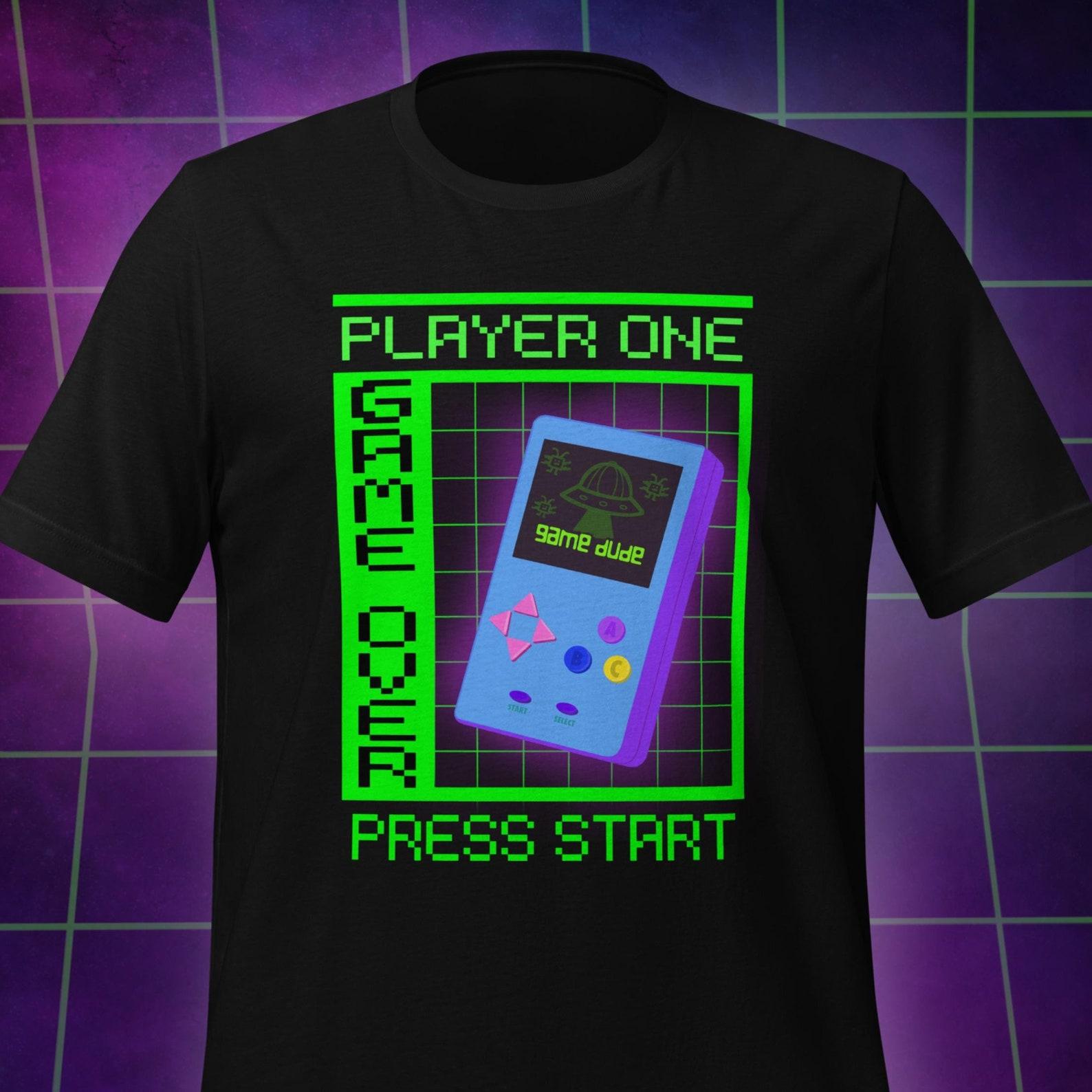Cyberpunk Neon Gaming Shirt - Retro 80s Vaporwave Graphic Tee S