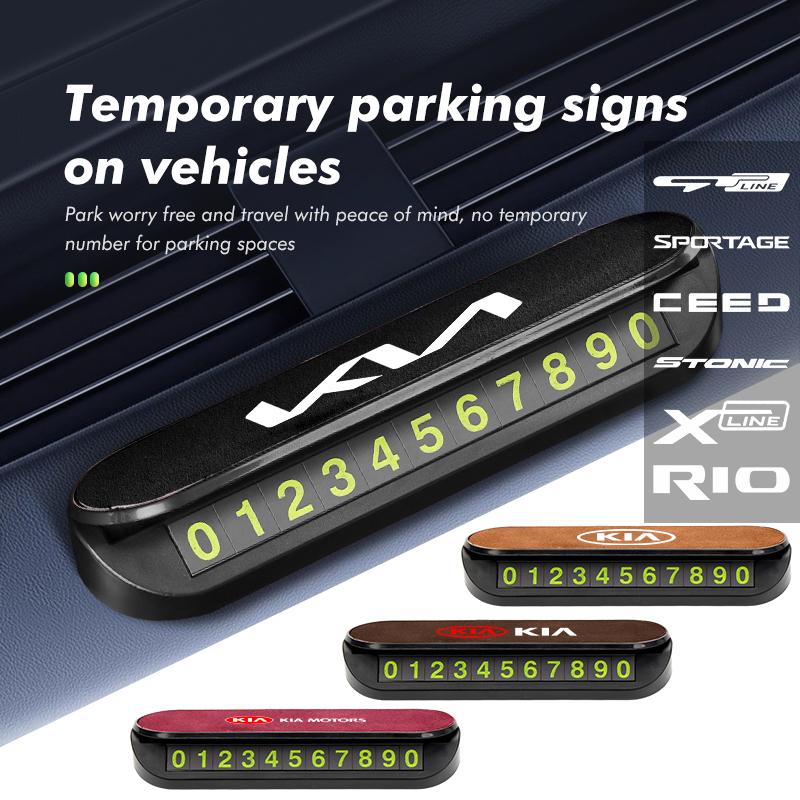 ABF3 Car Temporary Parking Signs Vehicle Stop Card Plate Accessories For KIA Cerato Soul Venga Forte Spectra Sedona Niro Cadenza