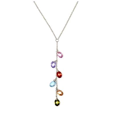 [R3752] - Silver Multicolor 'Sissi' Silver Necklace (rhodium) - 85 Mm