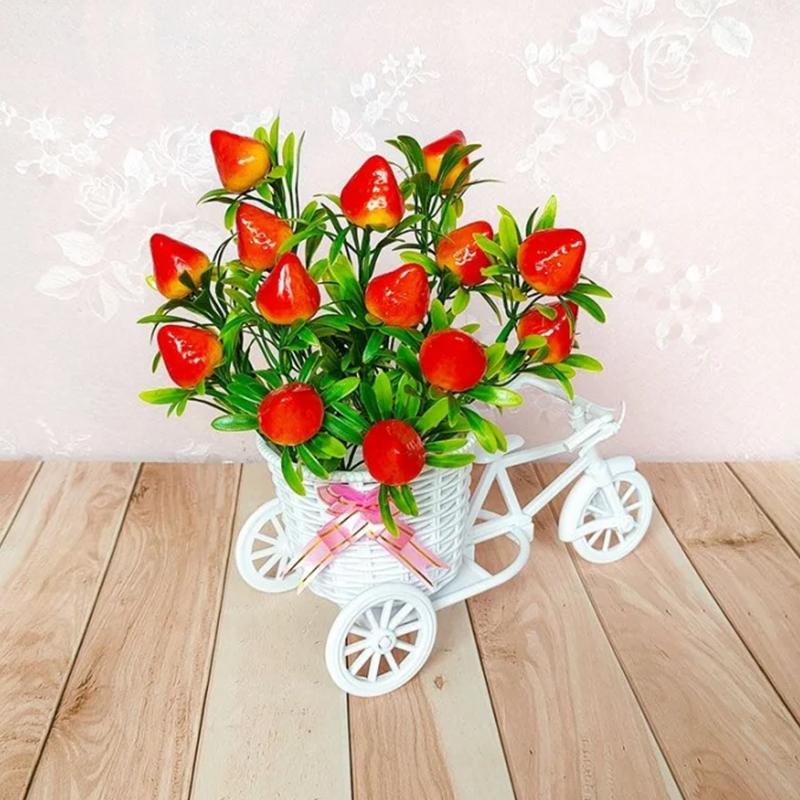 Simulation Flower Decorations Rattan Flower Basket Tricycle Bicycle Model Home Garden Wedding Party Decoration Romantic And Cute
