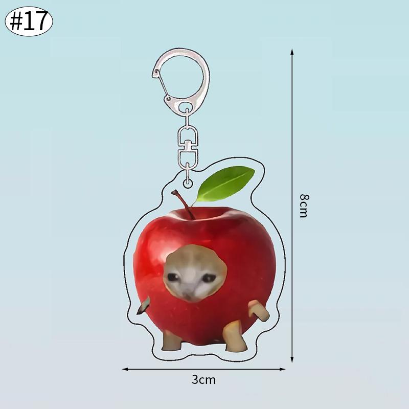 Banana Happy Cat Keychain Acrylic Funny Meme Keyring Backpack Hanging Pendant Mobile Phone Bag Charms Cute Keychain Accessories