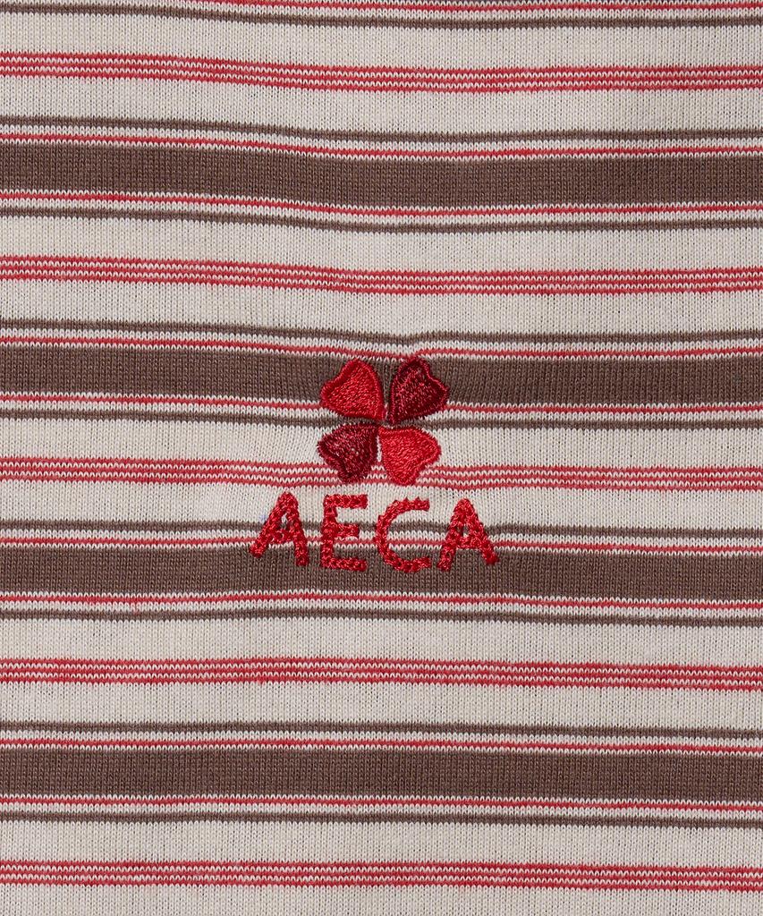 AECA Stripe Half Sleeve Tee-Brown