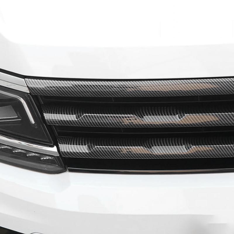 For Tiguan MK2 2016- Glossy Black Front Bumper Mesh Center Grille Grill Styling Mouldings Strips Cover Trim