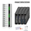 PALO Pilas recargables AAA Ni-MH de 1,2 V Pilas AAA de 1100 mAh Pilas AAA de 3 A +12 ranuras LCD USB Cargador de pilas AA AAA NIMH NI-CD de 1,2 V