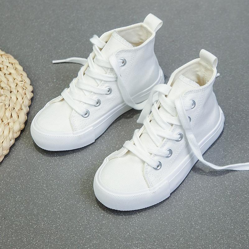 8009 Solid trendy children s canvas shoes, boys  and girls  board shoes, fashionable and breathable children s shoes soft 20 белый