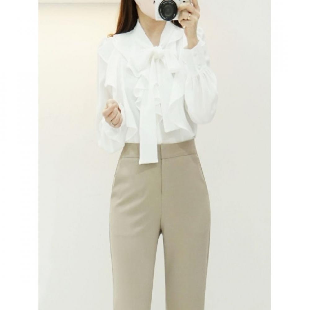 Style Latte Women S Ruffle Frill Long Sleeve Tie Ribbon Chiffon blouSe