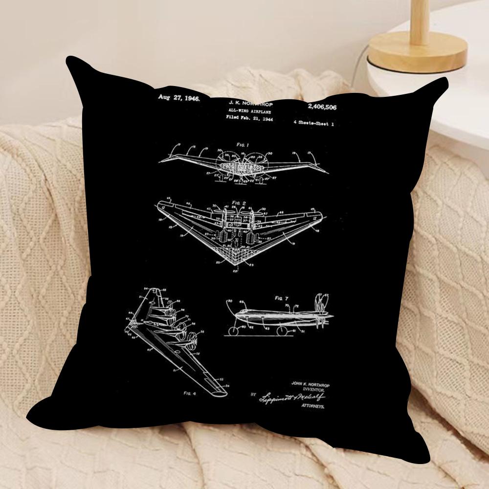 Airplane Pattern Cushion Cover Soft Plush Fabric Double-Sided Printed Sofa Cushion Cover for All Seasons Home Decor Gift