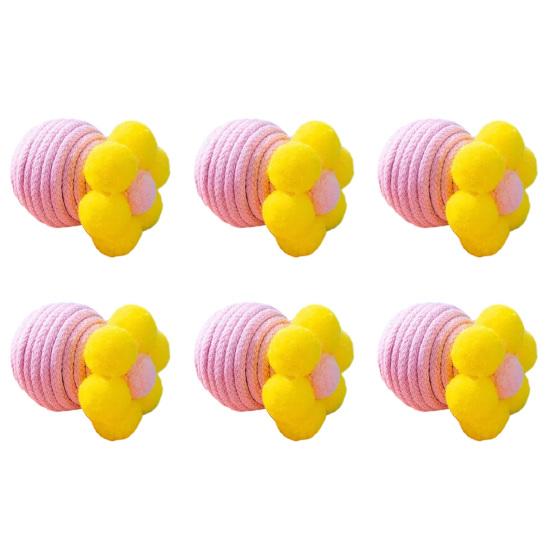 

6Pcs Colorful Cat Toy Balls Cute Flower Cat Ball with Bell Kitten Chew Toy Jingle Ball for Biting Rolling Indoor Cat Entertainment рожевий