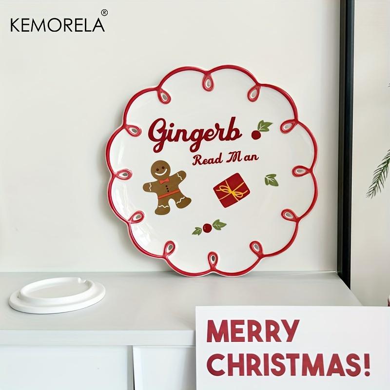 Christmas Ceramic Plate with Cups Platter Serving Tray Porcelain Dish for Fruit Appetizer Dessert Candy Snack Salad Dinnerware