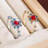 Pastoral Geometric Zirconia Flower Open Ring - Elegant Copper Women's Jewelry