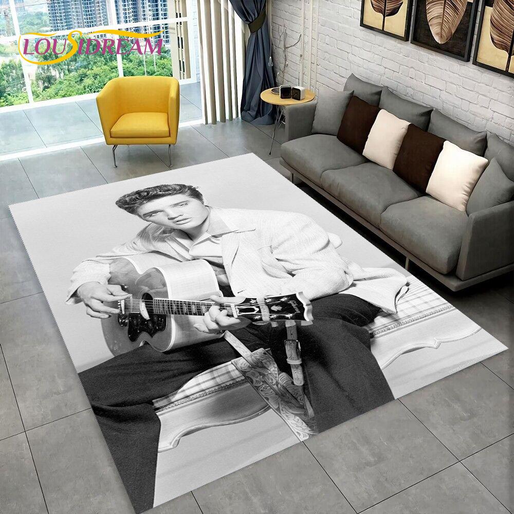 The King Elvis Presley Retro-Teppich, Teppich für Wohnzimmer, Schlafzimmer, Sofa, Fußmatte, Dekoration, Kinder spielen, rutschfeste Bodenmatte, 3D