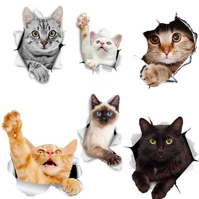 LYKX 3D Cat Stickers Breakout Siamese  for Wall Fridge Toilet Diary Stationery Album Flakes Scrapbookin