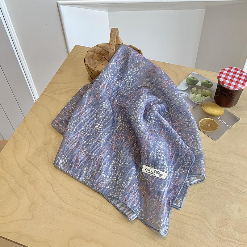 Ladies silk scarf square scarf high-end printing small scarf streamer decorative neck silk scarf waist fart curtain