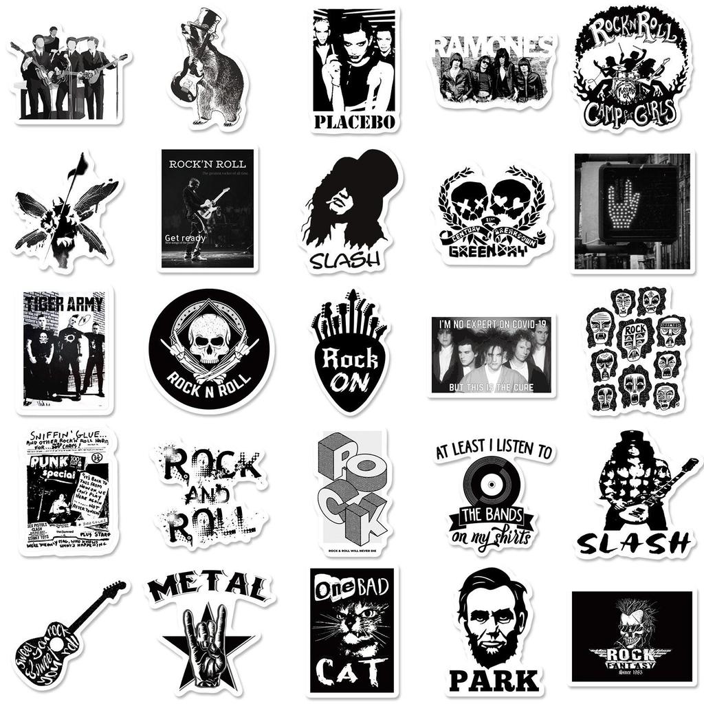 10/50Pcs Metal Rock Sticker Retro Rock Band Stickers Rock and Roll Graffiti Stickerfor DIY Luggage Laptop Skateboard Motorcycle Bicycle Sticker