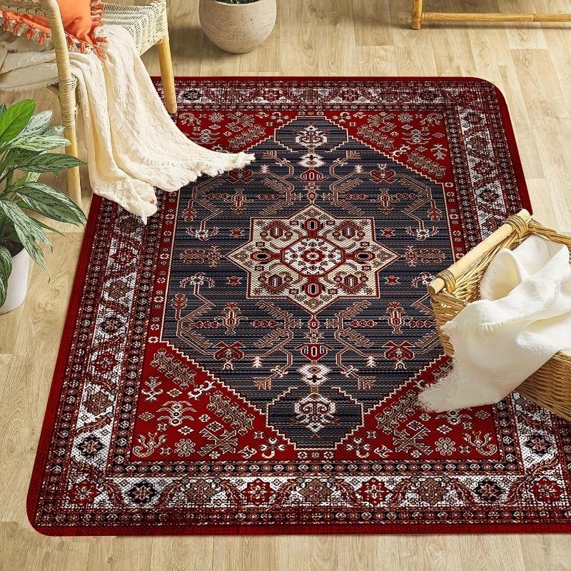 1pc Vintage Boho Area Rugs Non-slip Stain Resistant Fluffy Rug Retro Soft Carpet for Living Room Bedroom Game Carpet Decoration