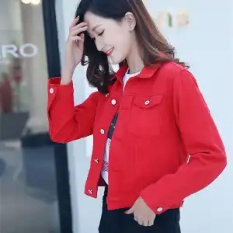 Weiße Jeansjacke Damenbekleidung Neuer koreanischer Stil Locker und vielseitig Kurzes Oberteil Frühling und Herbst